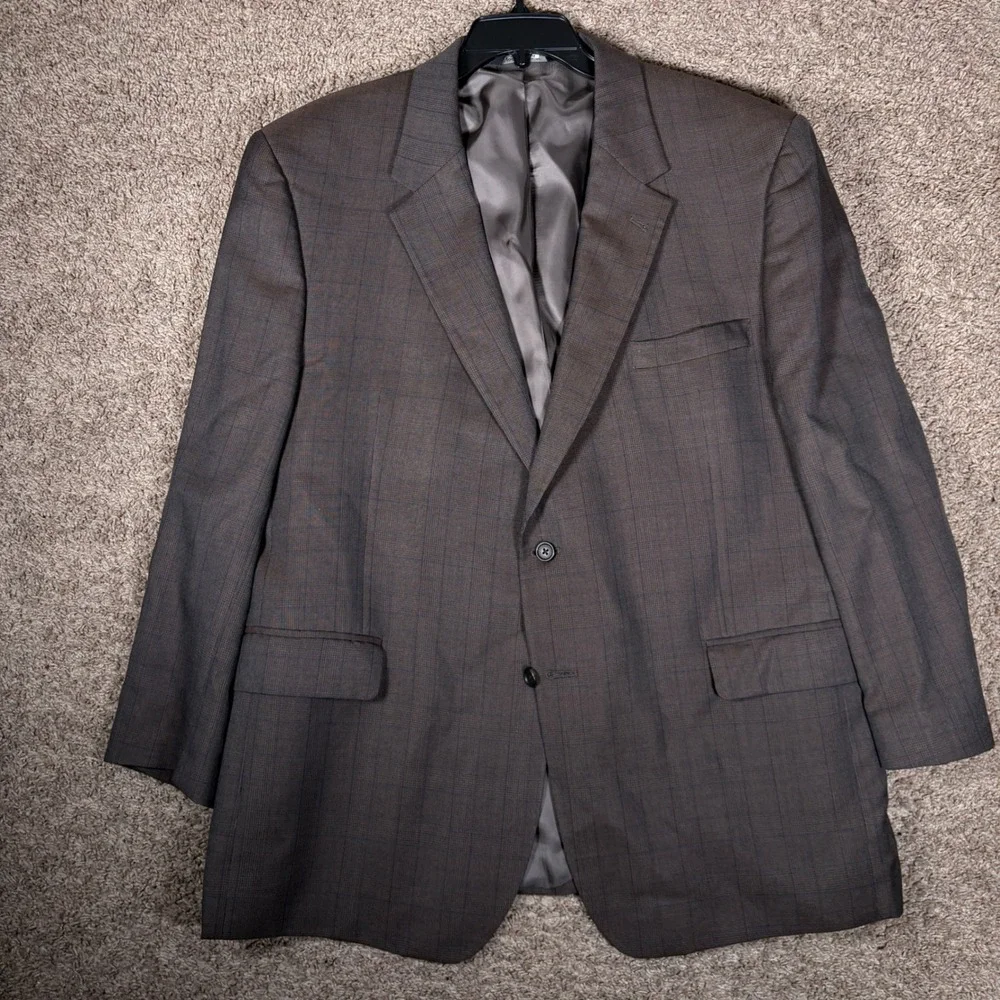 Jos A Bank Signature Collection Brown Glen Plaid‎ Silk Blend Blazer Mens 48R